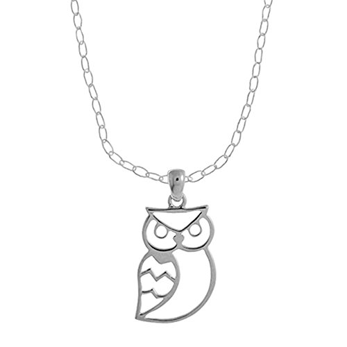 Boma Jewelry Sterling Silver Owl Necklace for Women, 16 Inches
