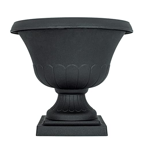 Howplumb 12-In. Flat Black Classic Urn Plastic Planter For Indoor And Outdoor Use #TOP1