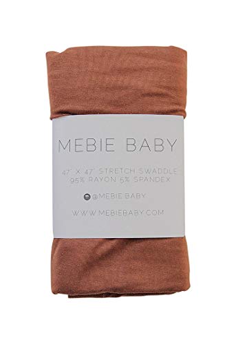Image of Mebie Baby Rust Stretch Swaddle, Modern and Neutral Swaddle Blanket for Baby Girl or Boy, Soft Baby Blankets, Newborn Swaddle Blanket, 0-3 Month, Comfy Wrap, Baby Essentials & Gifts (47" x 47")