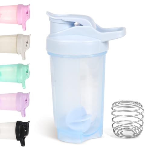 D.Y.A Botella mezcladora de 16 onzas, a prueba de fugas, para batidos de proteínas, botella mezcladora para preentrenamiento y viajes, sin BPA y fácil de limpiar, azul