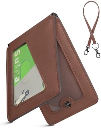 （10:30時点） [LuoLuo] 定期入れ メンズ パスケース 5枚収納 本革Dカン 薄型 バタフライ ICカード2枚使用可能 ストラップ付き 通勤 通学 (コーヒー)