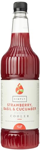 Simply Strawberry, Basil & Cucumber Cooler, Vegan & Gluten Free Beverage Syrup for Cordial Squash, Cocktails & Mocktails (6 x 1 Litre)