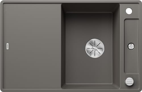BLANCO AXIA III 45 S-F | Granitspüle aus SILGRANIT vulkangrau | Einbauart: Flächenbündig | reversibel | mit Holzschneidbrett | für 45 cm breite Unterschränke | Reinigungsfreundliche Öberfläche