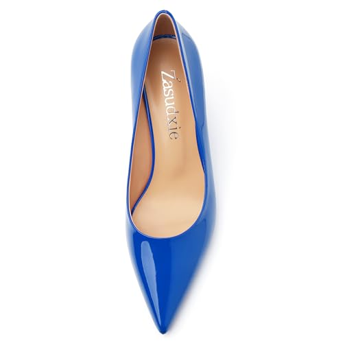 Women's Pumps, Slip On Pointed Closed Toe Kitten Heels for Women, Patent Comfortable Mid Heel Pumps Women's Office Dress Shoes 2.5 Inch3