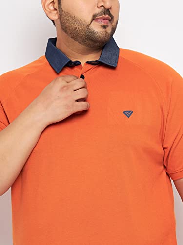 Image of Club York Men Cotton Blend Half Sleeve Polo Neck Solid Plus Size T-Shirts