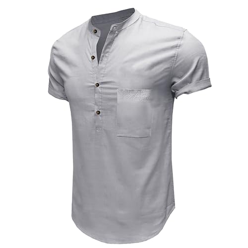 100 Percent Cotton Linen Shirts for Men Cuban Guayabera Big and Tall Tshirt with Pocket Tropical Vacation Outfits3