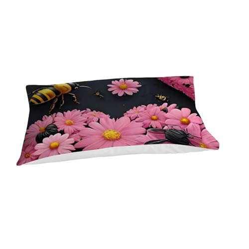 Housse de couette single fleur d'abeille microfibres animaux 135x200