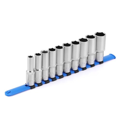 CASOMAN 10 PCS 1/2-Inch Drive Metric Deep Socket Set, 6-Point, Long Socket, 10-24mm, CR-V