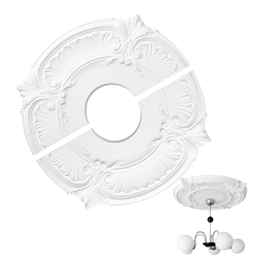 Lunaobrik Medallón Split para Ventiladores De Techo - Placa Cubierta Partida para Lámpara De Techo - Cubierta Decorativa Adhesiva de Ajuste Interior: Salón, Dormitorio, Biblioteca