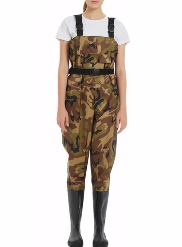 Cicilin Vadeadores de pesca para hombres y mujeres con botas, impermeables, para caza y pesca, Camuflaje, S