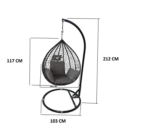 Image of Universal Furniture Single Seater Hanging Swing Chair With Stand For Outdoor /Indoor /Balcony /Garden /Patio /Hanging (Brown)(Rattan)