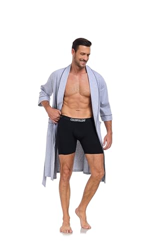 Image of COLORFULLEAF 100% Cotton Men's Bathrobes Summer Kimono Short Sleeve Lightweight Soft Breathable Spa Robe for Men