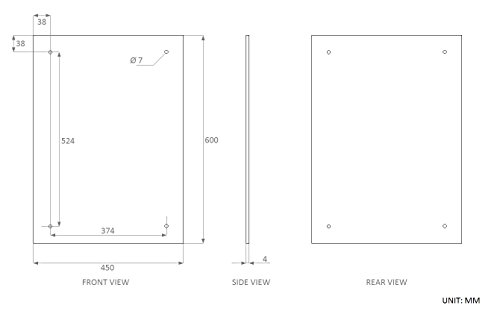 Waterstone Mirrors & Frames LTD 60 x 45cm Rectangle Bathroom Mirror Glass with Pre Drilled Holes & Chrome Cap Wall Hanging Fixing Kit Hardware