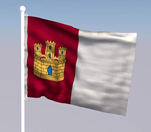 Oedim Pack 5 Banderas de Castilla La Mancha 85x150cm | Reforzada y con Pespuntes | Bandera de Castilla La Mancha con 2 Ojales Metálicos y Resistente al Agua