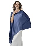 BEAUTELICATE Chal de Crepé Chiffon para Mujer Capa Gasa Fiesta Ligera para Novias Bodas y Vestidos de Noche-Azul Medianoche