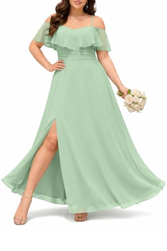 Image of Pinup Fashion Women Plus Size Bridesmaid Dresses - Off The Shoulder Formal Wedding Guest Bridal Shower Long Dress