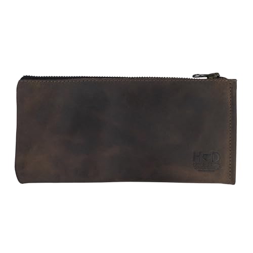 Hide & Drink, Rectangular Wallet with Inner Card Slots, Zippered Bag, Rustic Card Holder, Travel Accessory, Full Grain Leather, Handmade, Bourbon Brown4