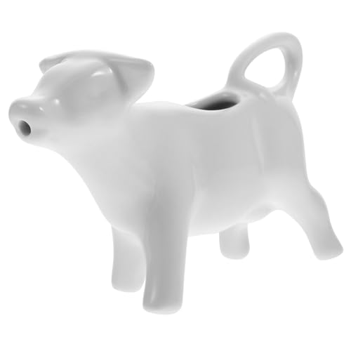 DONFAMDS Jarra de Leche de Cerámica Blanca Vaca Servir Leche y Práctica y Decorativa