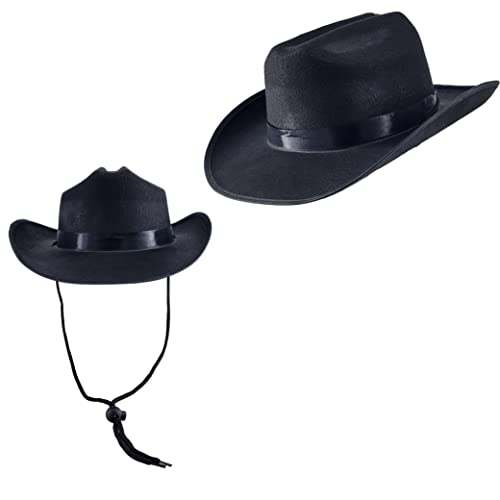 Image of The Dreidel Company Cowboy Felt Western Hat, 22 inch Circumference Dress Up Costume Clothes for Kids, Pretend Play, Party Favors