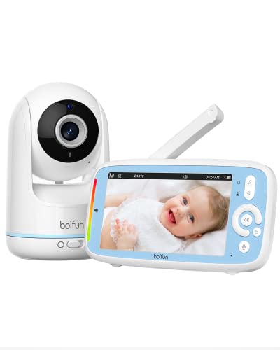 Image of BOIFUN Video Baby Monitor WiFi, Smartphone APP Control & LCD Monitor, 4.3'' 3X Zoom Display, AI Motion & Sound Detection, 1080P Smart (Monitor para Bebe), Night Vision, Video Recording