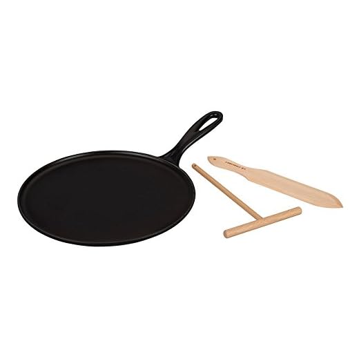 Le Creuset Duurzame gietijzeren crêpepan, met emaille coating die lang meegaat en ergonomische handgreep, 27 cm, satijnzwart, 201362700