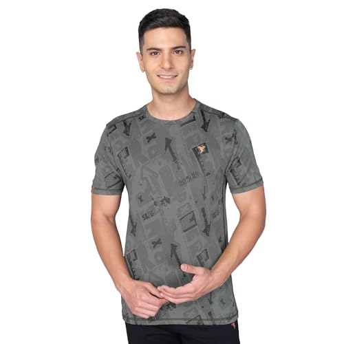 Image of TECHNOSPORT Men Polyester Regular Fit Half Sleeve Jacquard T-Shirt with Double Cool, Quick Dry & Anti Microbial for Sports, Running & Casual Use