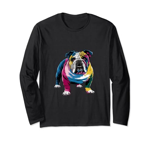 Dog Lover diseña bulldog inglés colorido para hombre Manga Larga