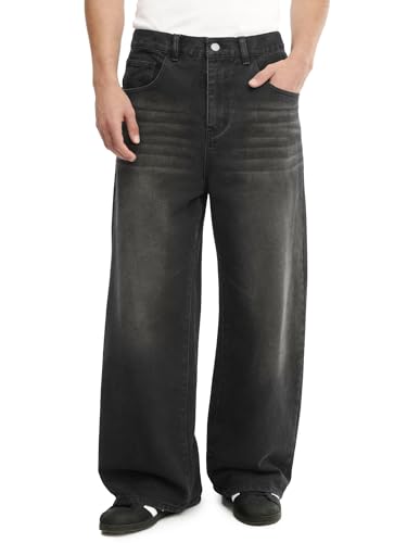 Comdecevis Mens Baggy Jeans Relaxed Fit Denim Pants M Black Wash