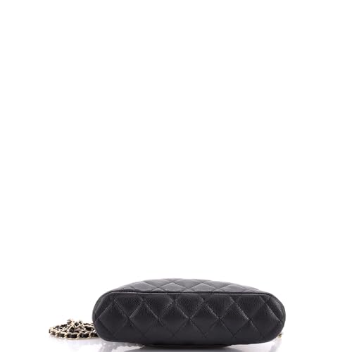 Pre-Loved CC Dome Zip Clutch with Chain Quilted Caviar Small, Black4