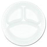 DART 9CPWCR Concorde Foam Plate 3-Comp 9-Inch dia White 125/Pack 4 Packs/Carton