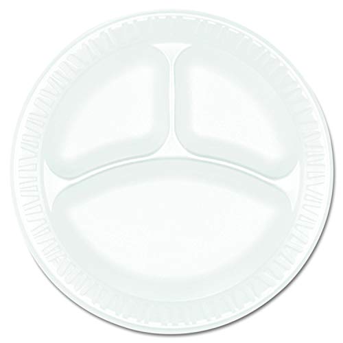 DART 9CPWCR Concorde Foam Plate 3-Comp 9-Inch dia White 125/Pack 4 Packs/Carton