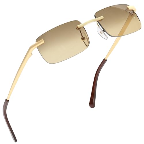 Image of grinderPUNCH Small Slim 90's Popular Nineties Rectangular Sunglasses Clear Rimless Eyewear