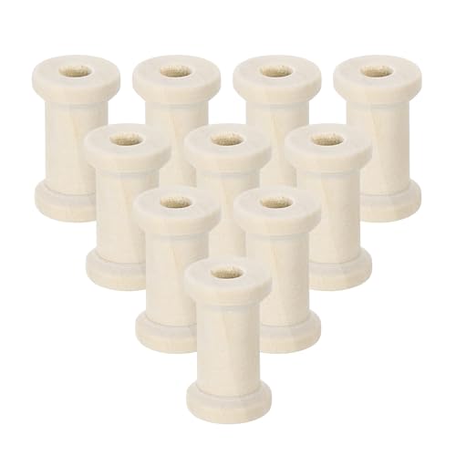 QUARKZMAN 25 Pcs Carretes de Madera Vacíos, 1-1/16 Pulgadas Carretes de Madera sin Terminar Bobinas de Tejido de Alambre Vacías para Manualidades Arte Bordado Costura Hilo Cordón