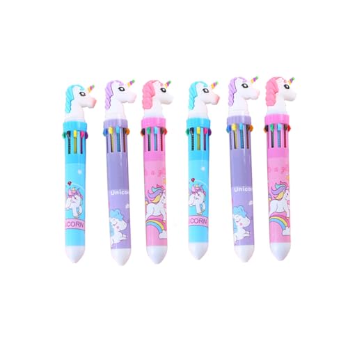 Unicornio juego de bolígrafos de 6 palos, 10 colores en un bolígrafo, para regalo escolar...