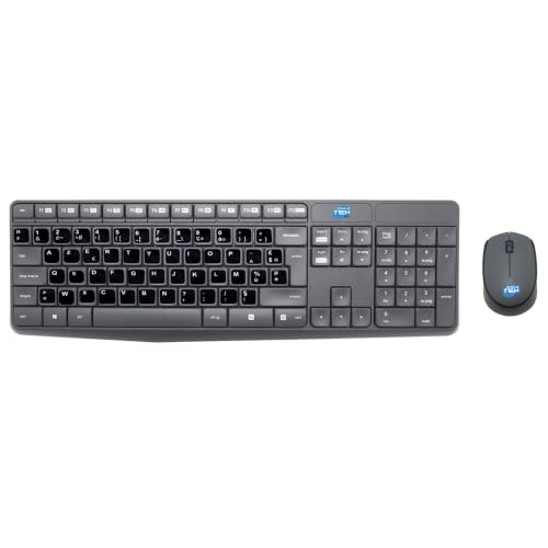 Kit Ratón Teclado Simpletek inalámbrico Plug&Play con pegatinas francesas AZERTY
