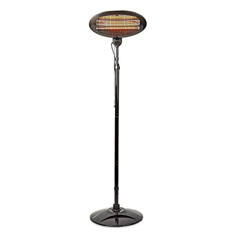 Ex-Pro 2KW Outdoor Freestanding Quartz Electric Garden Patio Heater, 2000W, IP34 Rated Cover