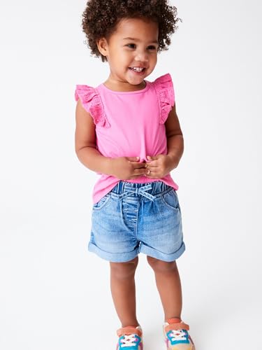 NEXT Mädchen Standard Shorts mit Gummibund Denim Dunkle Waschung 80-86