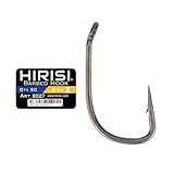 50 Stück Hochkarbon-Edelstahl-Haken mit PTFE-Beschichtung, Widerhaken und Öse - Angelzubehör - Wieder verschließbare Kunststoffbox (FBA-8027-2)