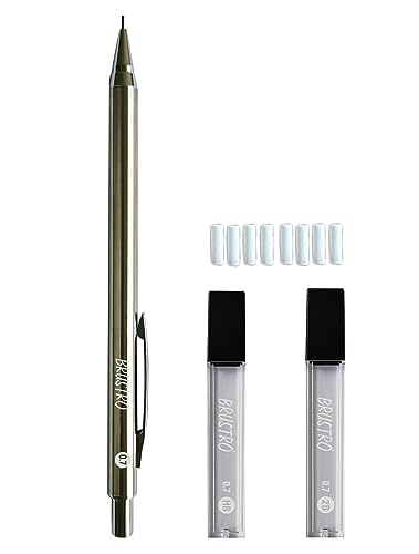 Image of BRUSTRO Mechanical Pencil Set | HB-20 leads, 2B-20 leads,Spare eraser 8 units|Tip size 0.7 mm | Ideal for Students,Adults, Home, School, Office, Stationery Use |Writing, Sketching, Drawing,Mandala Art