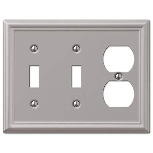 Image of Amerelle 149TTDBN Chelsea Steel Double Toggle /Single Duplex Wallplate, Brushed Nickel