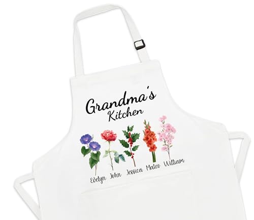 Custom-Apron-for-Women-Christmas-Gifts-for-Mom-and-Grandma-Birthday-Gifts-For-Mom-Mothers-Day-Gifts-Birth-Mont-Flower-Nanas-Garden-Gifts