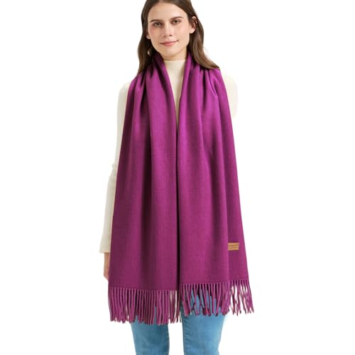 Châle cachemire pashmina laine hiver femme rose fuschia