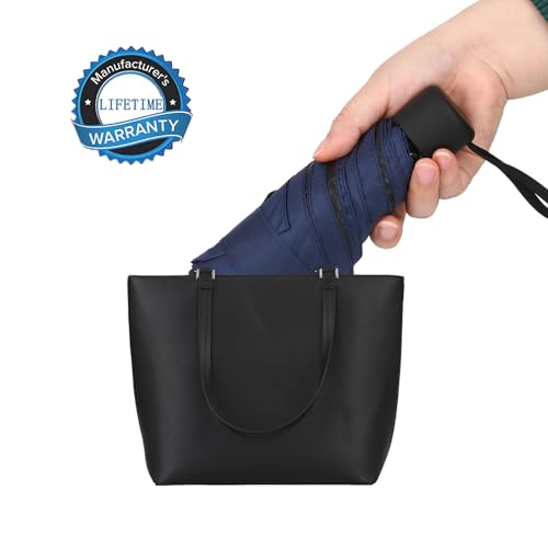 Small Mini Umbrella with Case by GAOYAINIG Light Compact Design Perfect for Travel Lightweight Portable Parasol Outdoor Sun&Rain Umbrellas 34 Inches Navy Blue