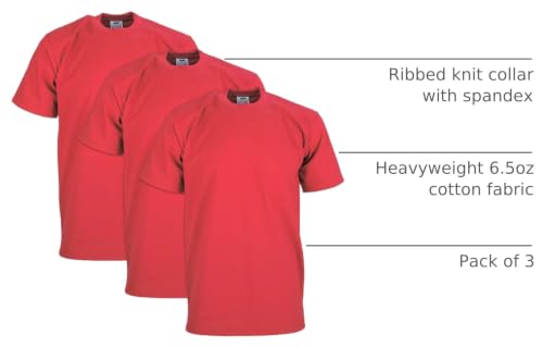 Image of Pro Club Men's 3-Pack Heavyweight Cotton Short Sleeve Crew Neck T-Shirt