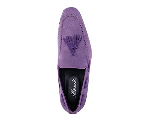 Amali Emperor-Mens Dress Shoes With Matching Microfiber Tassels With Luxurious Velvet-Formal Loafers For Men-The Original Smoking Men Slip-On-Lavender Size 10.5 #TOP2