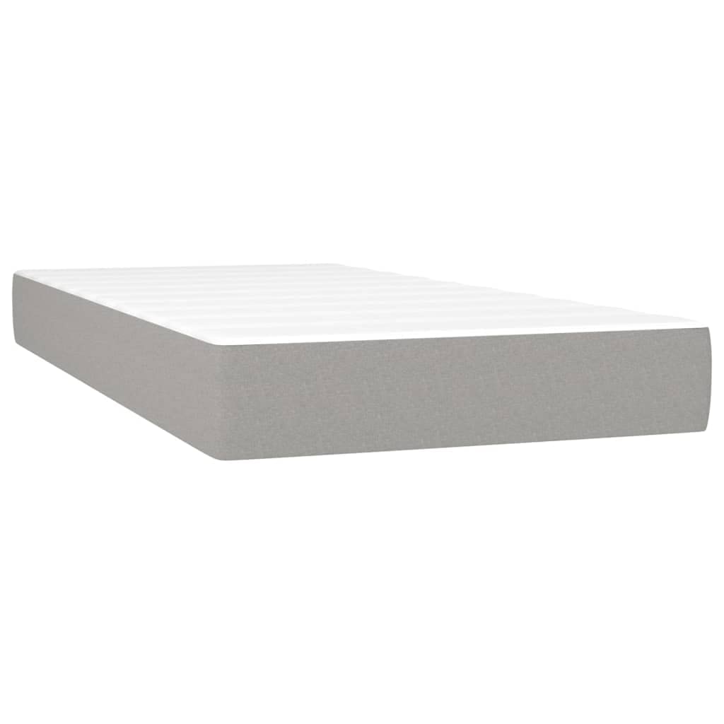 Letto a molle con materasso grigio chiaro, 80 x 200 cm, in tessuto, materasso a molle insacchettate con testiera regolabile in altezza, supporto medio rigido per chi dorme sulla schiena e sulla