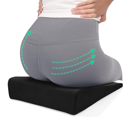 BUYUE Wedge Cushion for Butt Lift Women Hard-Firm EVA Foam for Lift HIPS Up Fitness Training Plank Position Mat Non-Slip Chair Seat Pad 15.7x 12.5 Black