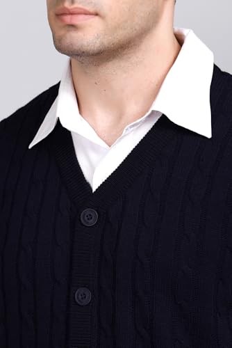 Image of V Neck Cardigans for Men - Woolen Sleeveless Sweater for Man Winter Wear
