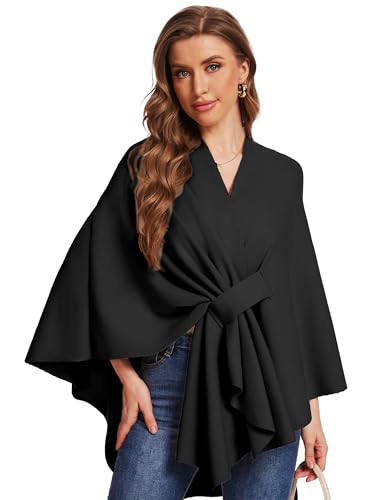 Women's Elegant Shawl Wraps Soft Open Front Poncho Sweater for Spring Fall Winter