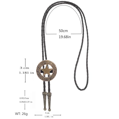 Image of Cowboy Bolo Tie for Men, Vintage Cow Skull Bolo Tie Necklace Native American Necktie for Men Women